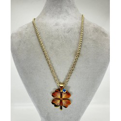 Bronz Yonca Yapraklı Kolye